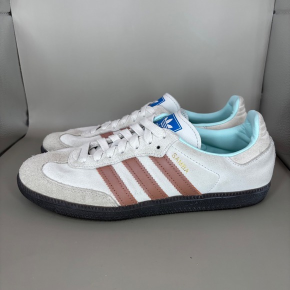 Adidas Samba Classic White Brown Stripe Men's Sneakers Size 7 - Picture 3 of 8